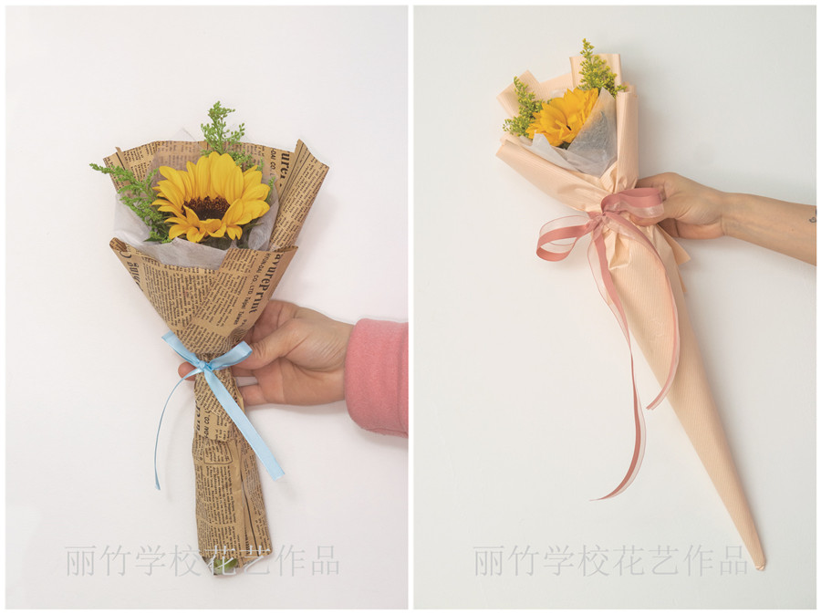 小花束的包扎教程，南寧花藝學(xué)校準(zhǔn)備好了