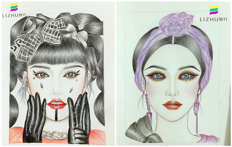 美人紙妝圖繪畫(huà)，南寧化妝學(xué)校排行前十作品