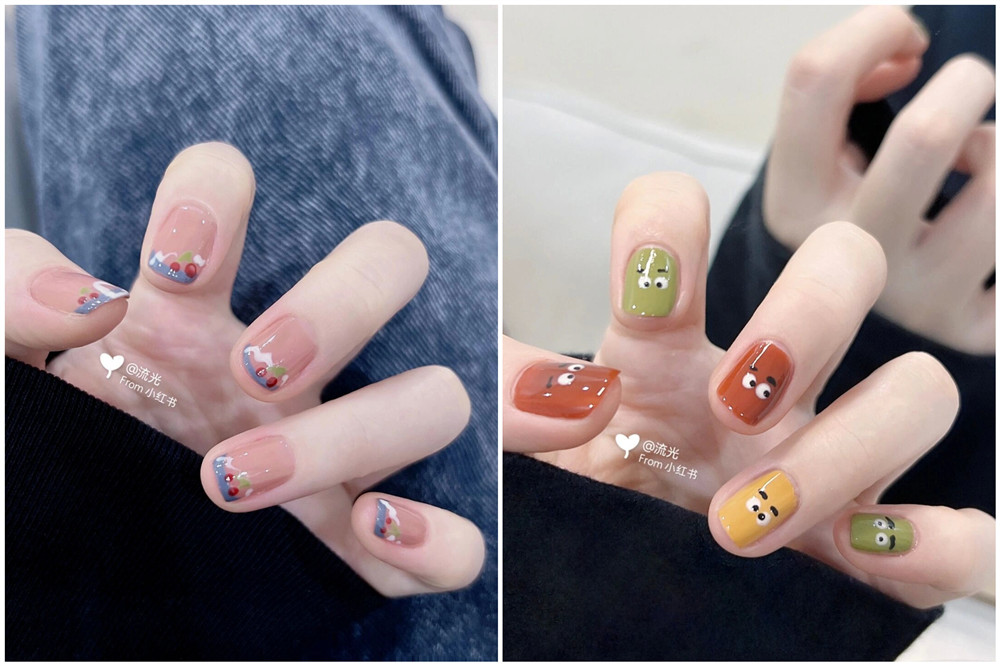 夏日涂鴉風(fēng)美甲分享，廣西網(wǎng)紅美甲培訓(xùn)推薦