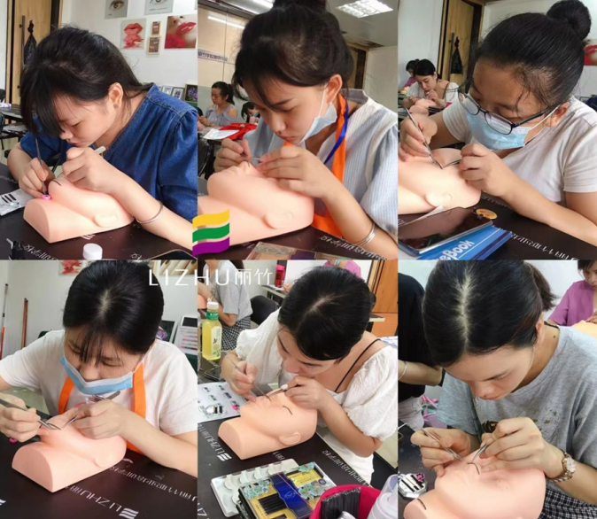 廣西美甲美睫學校學員課堂練習實況