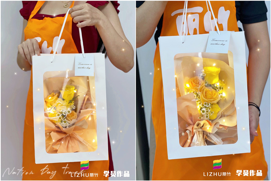 櫥窗mini花束，南寧插花培訓學校學員作品