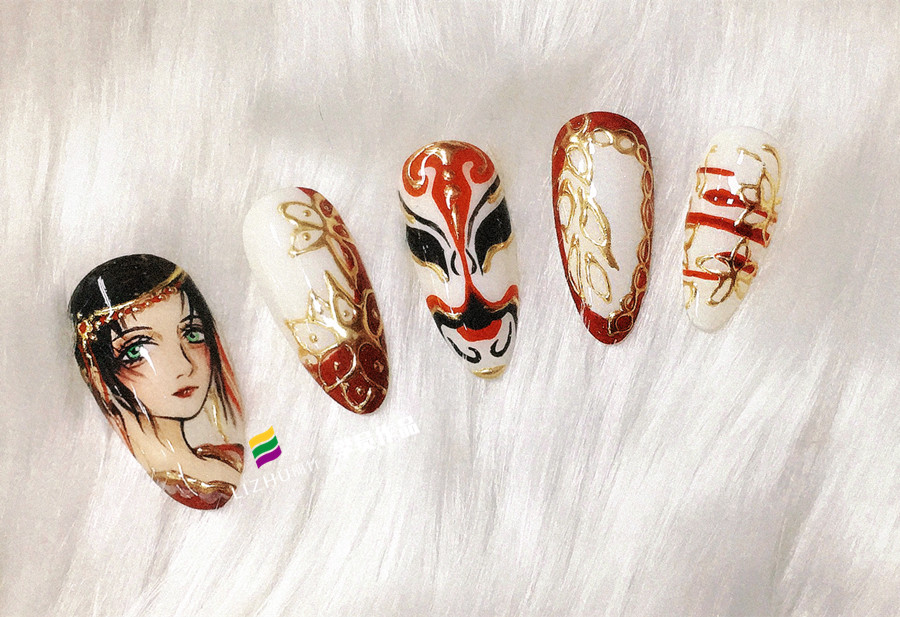 彩繪卡通美甲，廣西南寧美甲學(xué)校學(xué)員作品