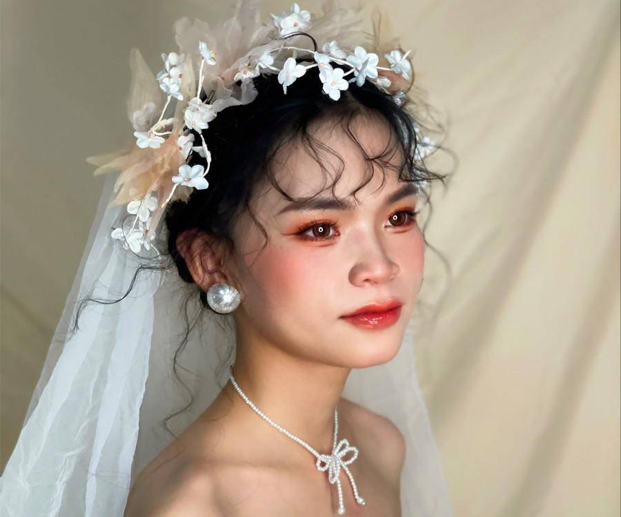 慵懶法式浪漫新娘，南寧妝容造型培訓(xùn)作品
