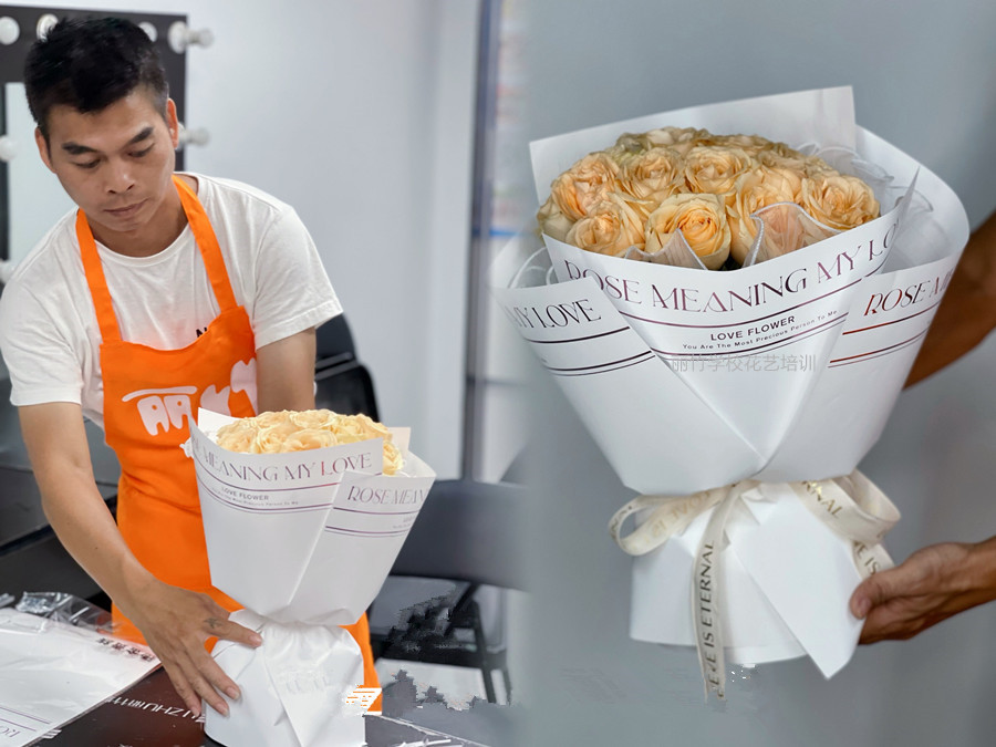 制作圓形玫瑰花束教程，零基礎(chǔ)學(xué)花藝培訓(xùn)