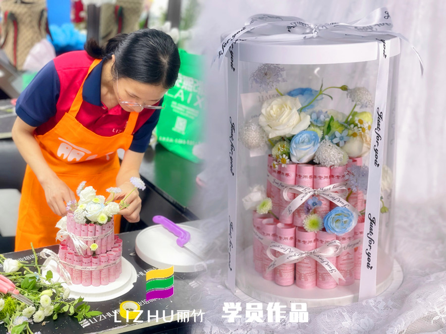蛋糕花盒制作，南寧花藝學(xué)校課堂實(shí)訓(xùn)