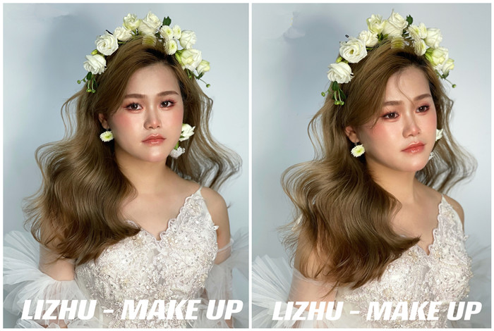 鮮花披發(fā)新娘造型，南寧新娘化妝進(jìn)修作品