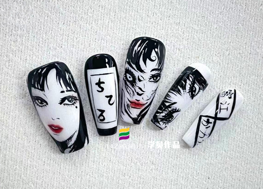 動漫《富江》美甲，廣西美甲實訓(xùn)作品