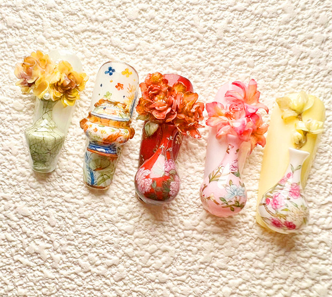 國風(fēng)瓷器美甲，南寧美甲款式造型作品