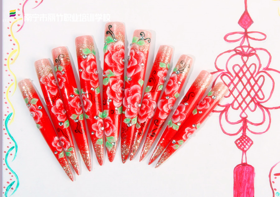 新年美甲排筆彩繪，南寧美甲學(xué)徒必學(xué)款