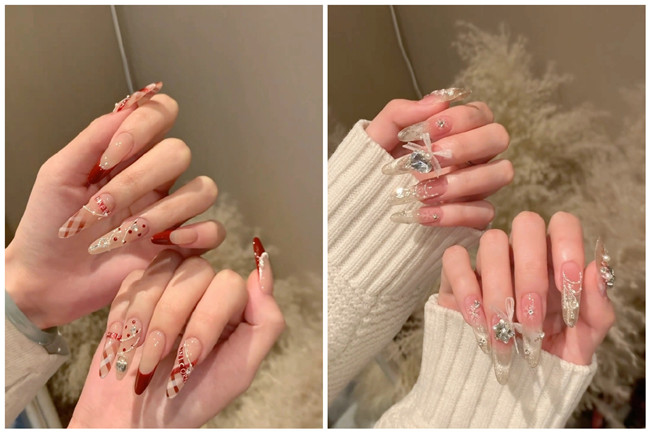 貼鉆長美甲，南寧美甲造型師學(xué)校收集整理