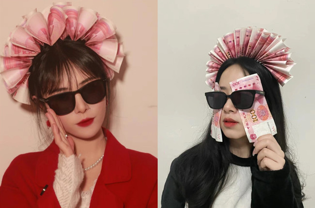  新娘簪錢花創(chuàng)意拍照，廣西彩妝寫真分享