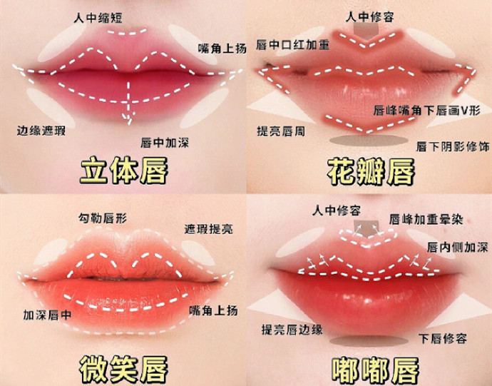 不同唇妝畫法教程，南寧化妝教學(xué)機(jī)構(gòu)分享