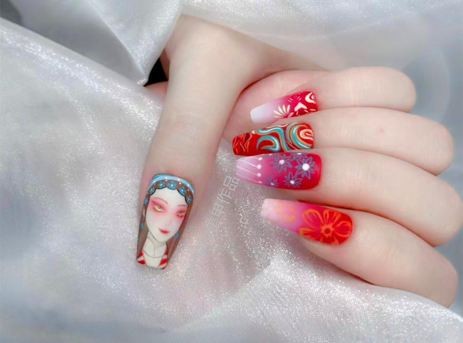 國(guó)風(fēng)花旦美甲，南寧美甲店推薦