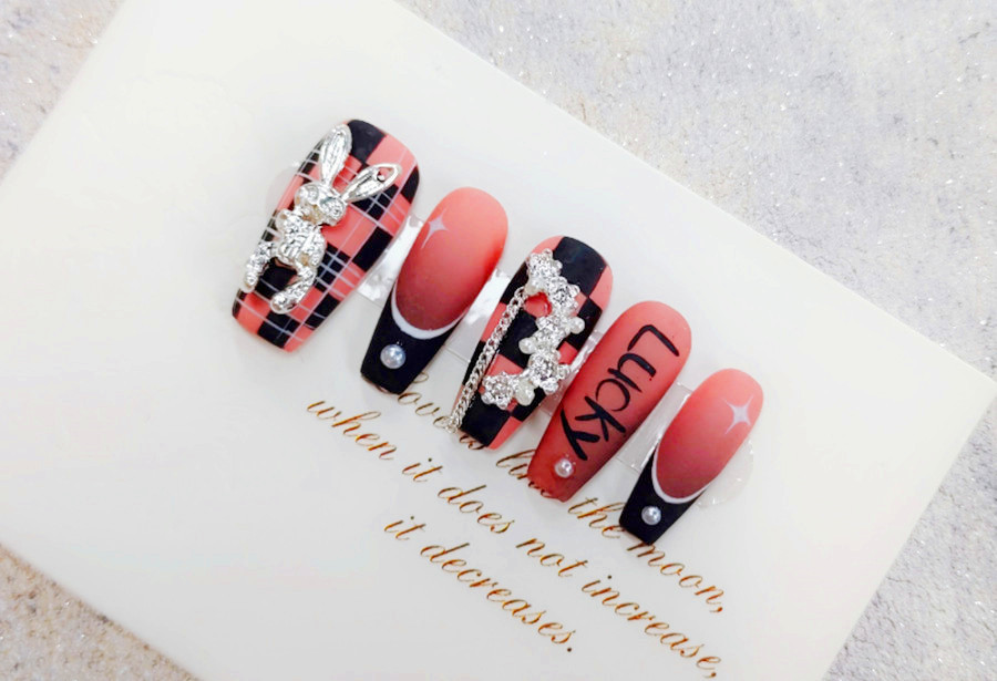 飾品棋盤(pán)美甲，廣西美甲課堂隨拍