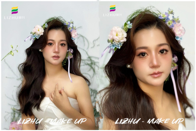 韓系鮮花新娘，廣西新娘化妝學(xué)校課堂作品