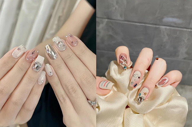 溫柔甜酷風(fēng)美甲，廣西美甲款式培訓(xùn)學(xué)校分享