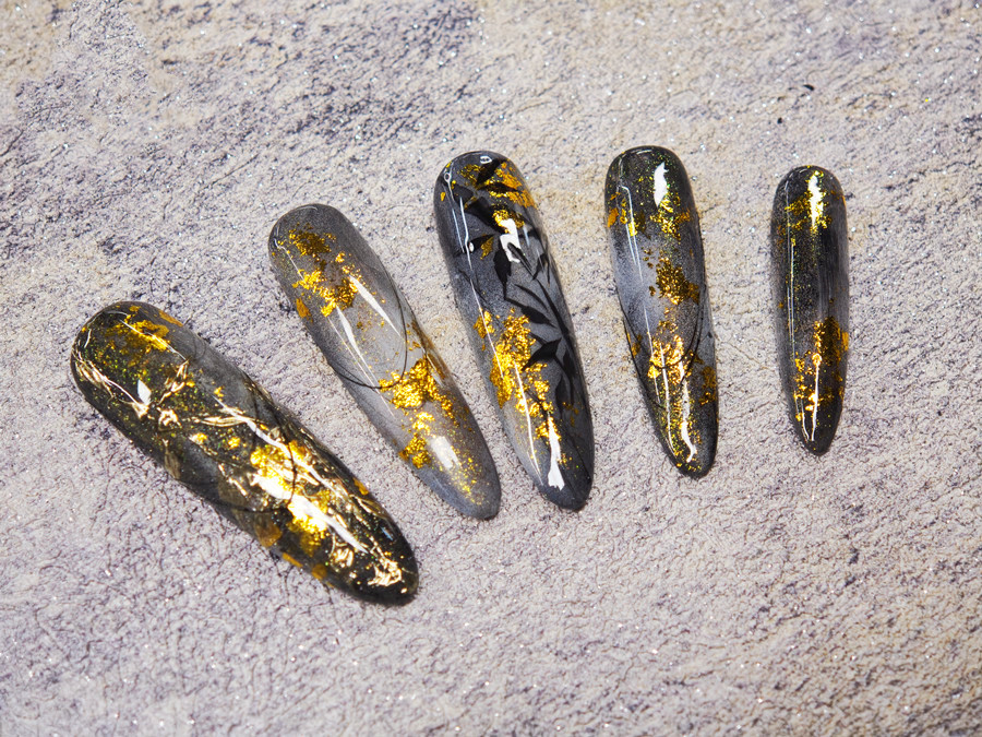 新中式竹林美甲，廣西美甲學(xué)校排名前十作品