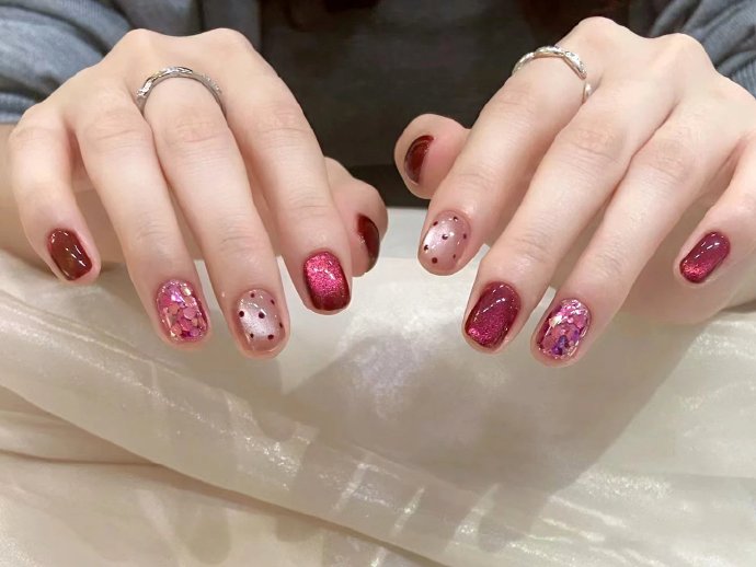 適合春天的紅色美甲，廣西美甲造型培訓(xùn)收集