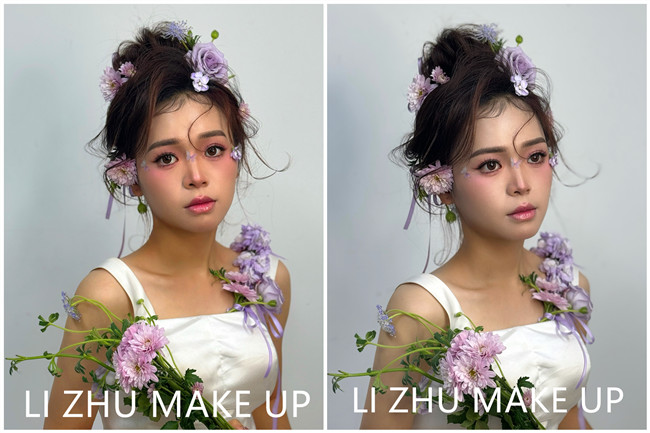 鮮花抽絲造型，南寧化妝高彩造型學(xué)校作品欣賞