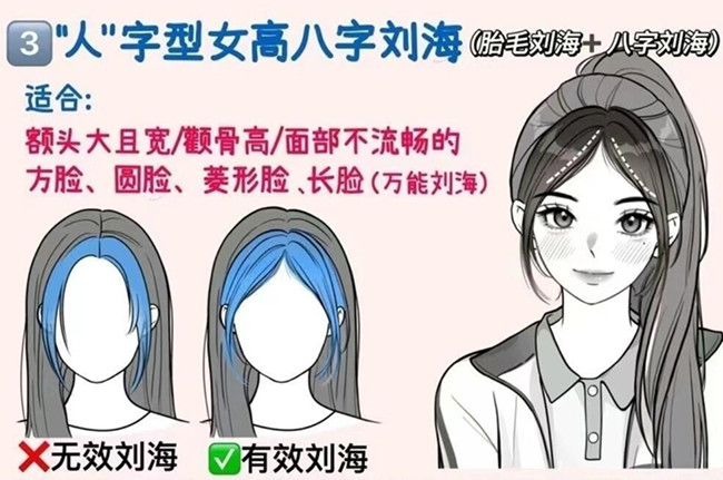 如何護理“人”字女高八字劉海教程，南寧學(xué)女發(fā)