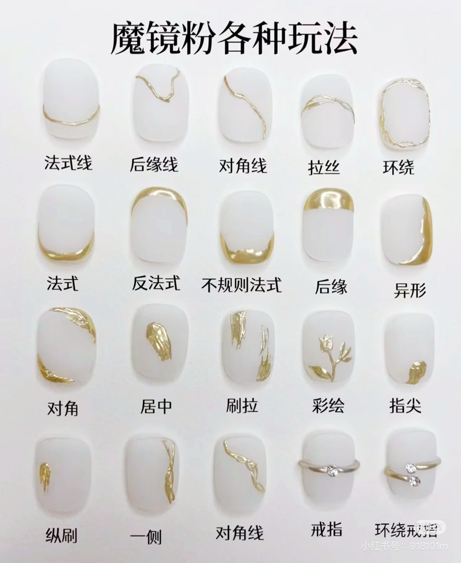 繪制不同魔鏡粉美甲的教程，廣西美甲師教學(xué)