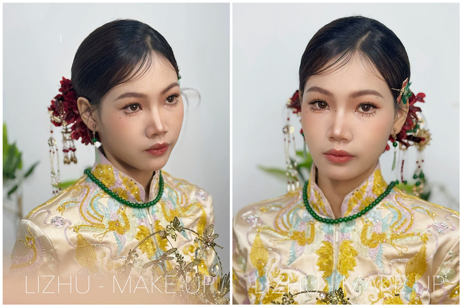 龍鳳褂新娘造型解析，廣西新娘化妝跟妝