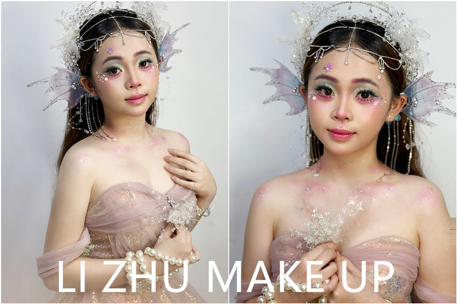 人魚妝造手法示范，南寧美妝專業(yè)學(xué)校課堂