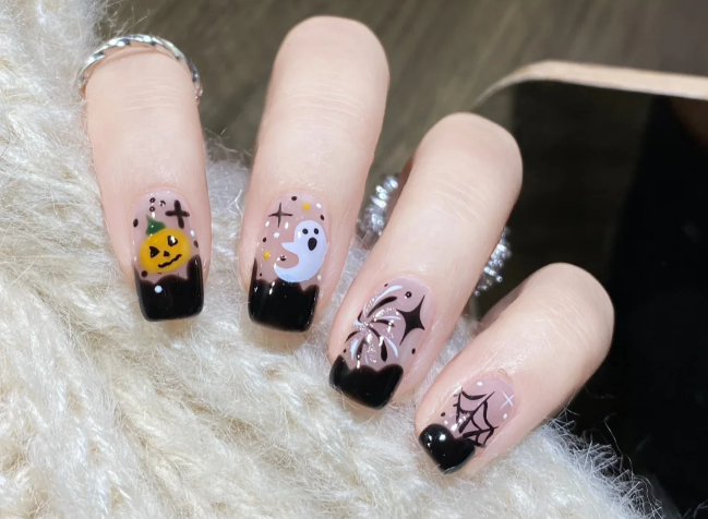 萬(wàn)圣節(jié)煙花美甲，南寧美甲進(jìn)修分享教程
