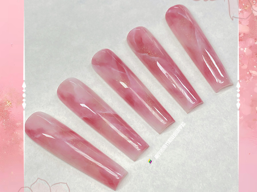 大理石暈染美甲，南寧教美甲